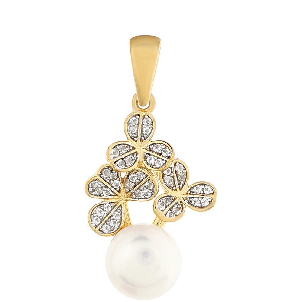 Zawieszka srebrna pozłacana z perłami hodowlanymi słodkowodnymi i białym topazem 1 
