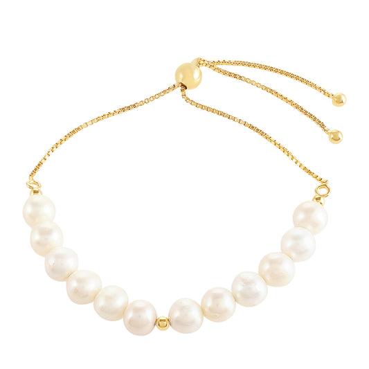 Bransoletka srebrna pozłacana z perłami hodowlanymi słodkowodnymi