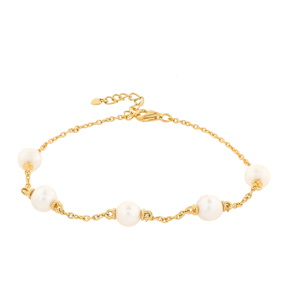 Bransoletka srebrna pozłacana z perłami hodowlanymi słodkowodnymi 2 
