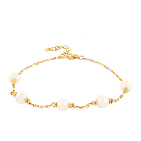 Bransoletka srebrna pozłacana z perłami hodowlanymi słodkowodnymi