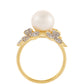 Pierścionek srebrny pozłacany z perłami hodowlanymi słodkowodnymi i białym topazem