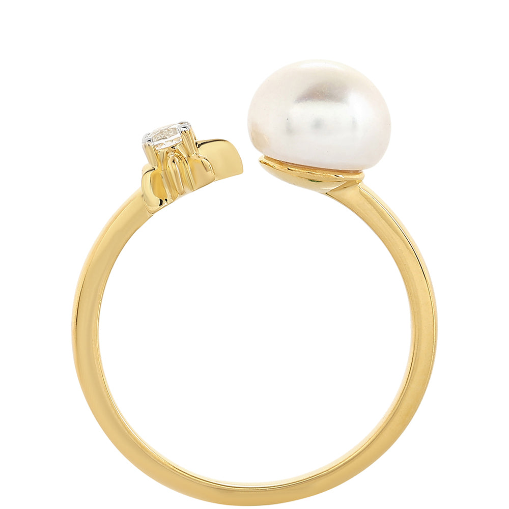 Pierścionek srebrny pozłacany z perłami hodowlanymi słodkowodnymi i białym topazem 3 