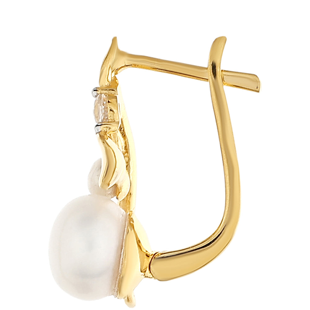 Kolczyki srebrne pozłacane z perłami hodowlanymi słodkowodnymi i białym topazem 2 