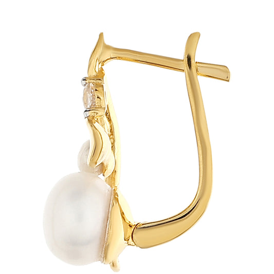 Kolczyki srebrne pozłacane z perłami hodowlanymi słodkowodnymi i białym topazem