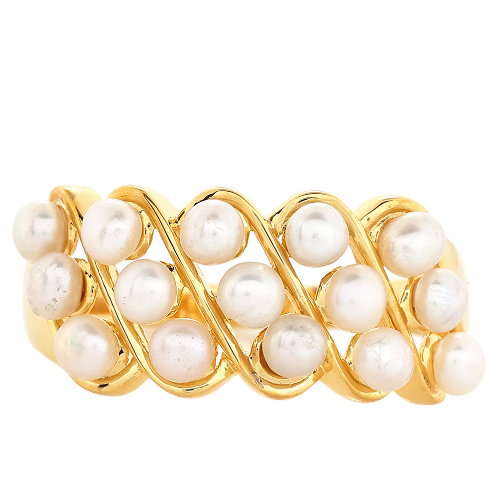 Pierścionek srebrny pozłacany z perłami hodowlanymi słodkowodnymi 1 