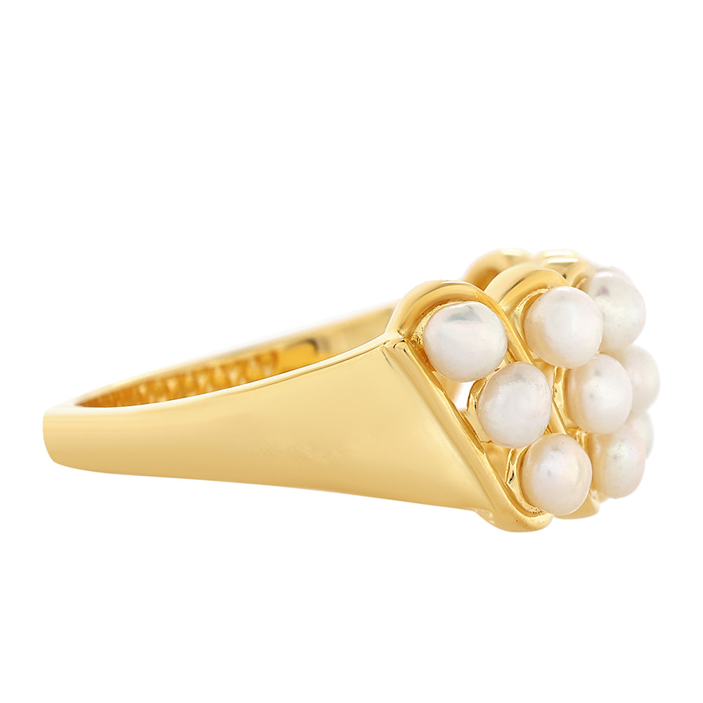 Pierścionek srebrny pozłacany z perłami hodowlanymi słodkowodnymi