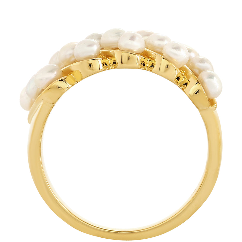 Pierścionek srebrny pozłacany z perłami hodowlanymi słodkowodnymi