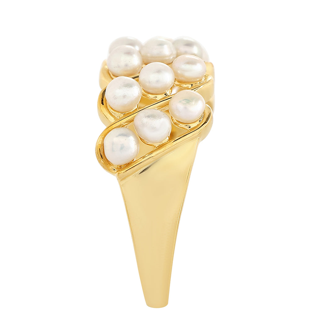 Pierścionek srebrny pozłacany z perłami hodowlanymi słodkowodnymi 4 