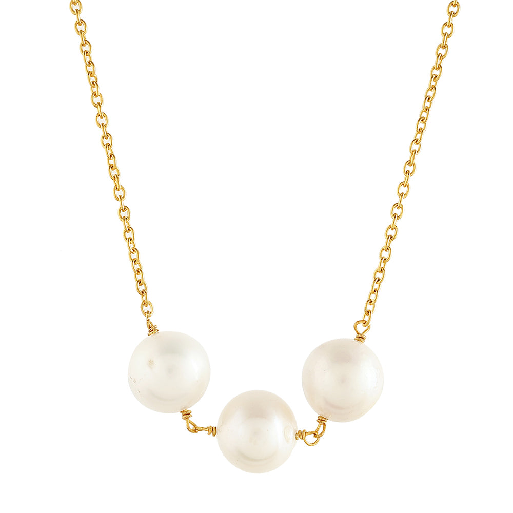Naszyjnik srebrny pozłacany z perłami hodowlanymi słodkowodnymi