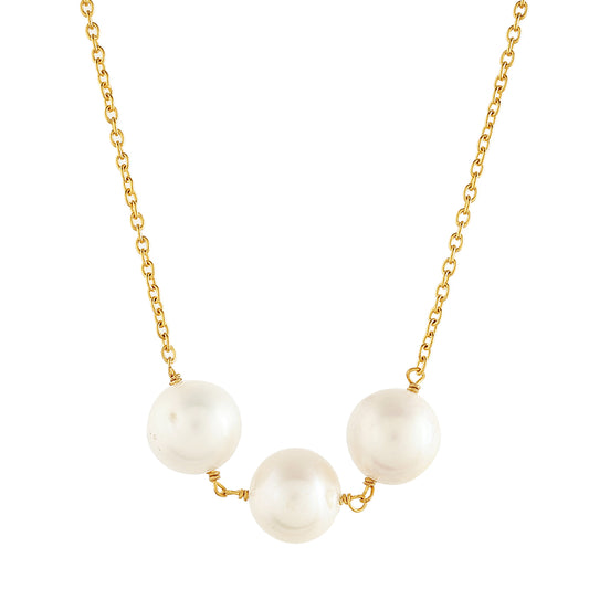 Naszyjnik srebrny pozłacany z perłami hodowlanymi słodkowodnymi