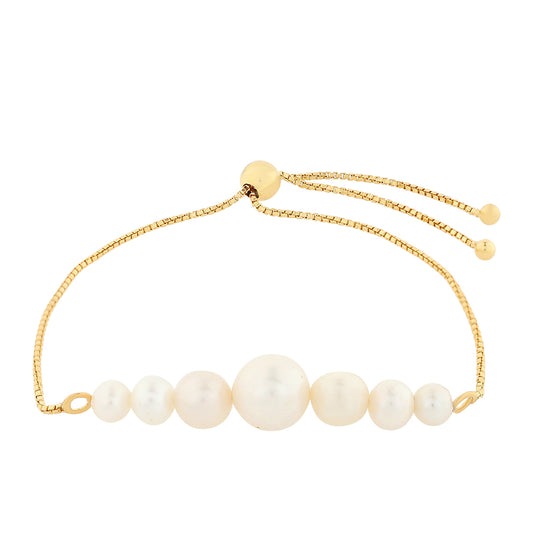Bransoletka srebrna pozłacana z perłami hodowlanymi słodkowodnymi