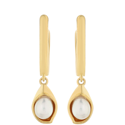 Kolczyki srebrne pozłacane z perłami hodowlanymi słodkowodnymi