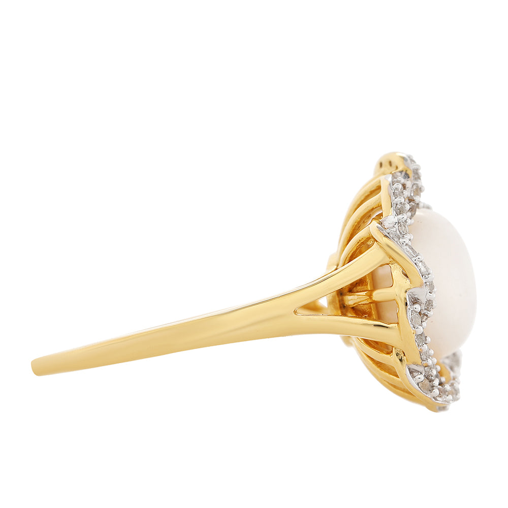 Pierścionek srebrny pozłacany z perłami hodowlanymi słodkowodnymi i białym topazem