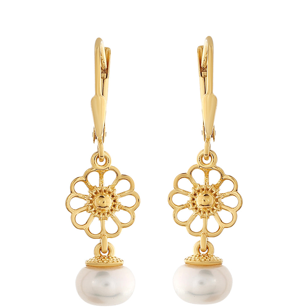 Kolczyki srebrne pozłacane z perłami hodowlanymi słodkowodnymi