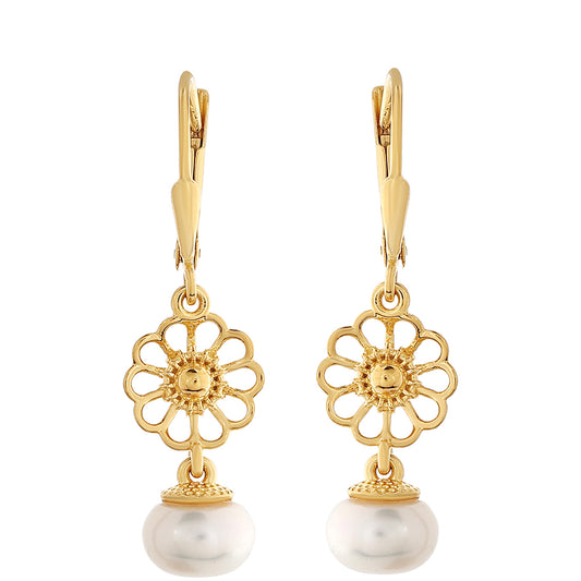 Kolczyki srebrne pozłacane z perłami hodowlanymi słodkowodnymi