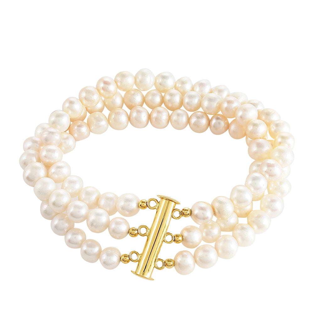 Bransoletka srebrna pozłacana z perłami hodowlanymi słodkowodnymi 3 