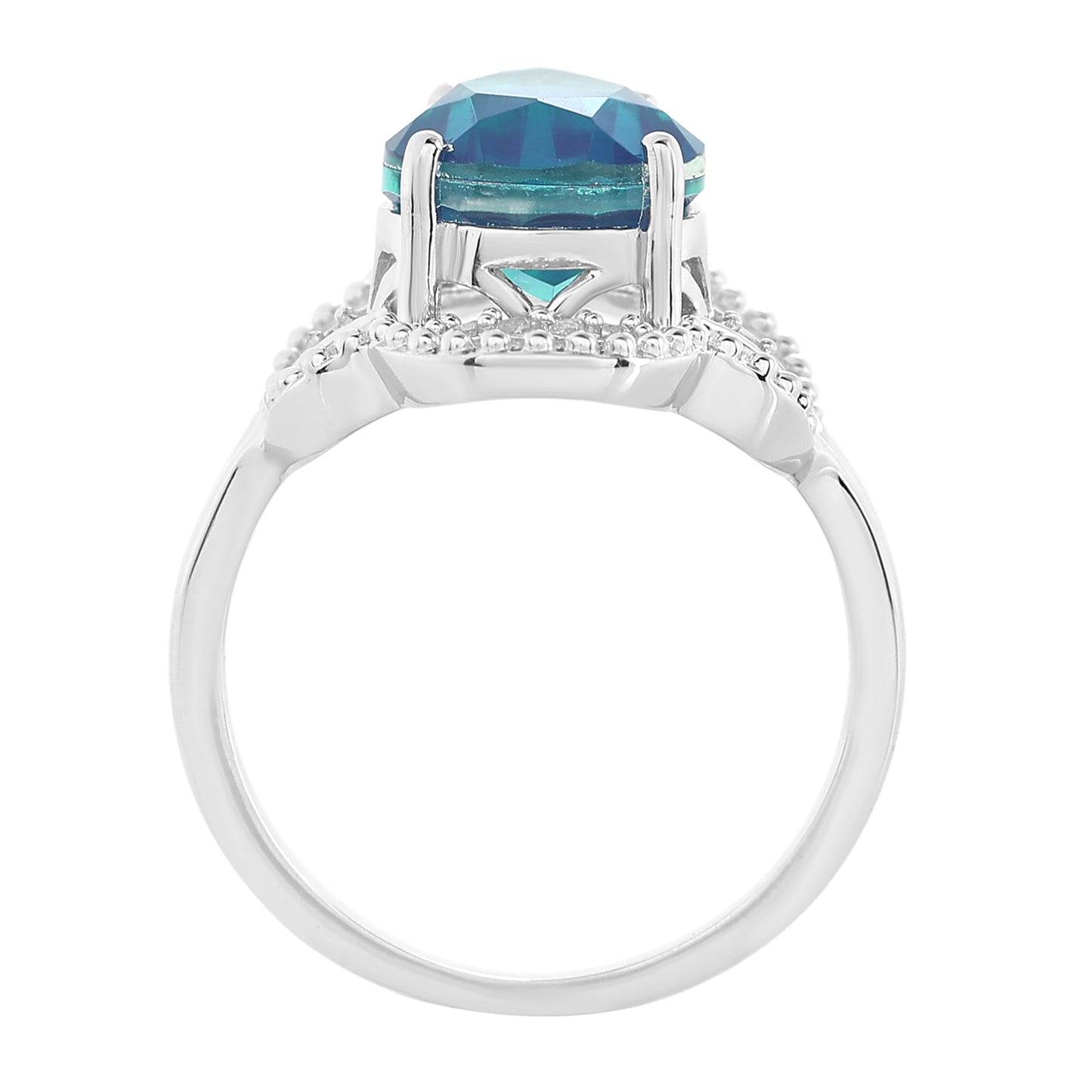 Pierścionek ze srebra próby 925 z kwarcem Peacock i białym topazem