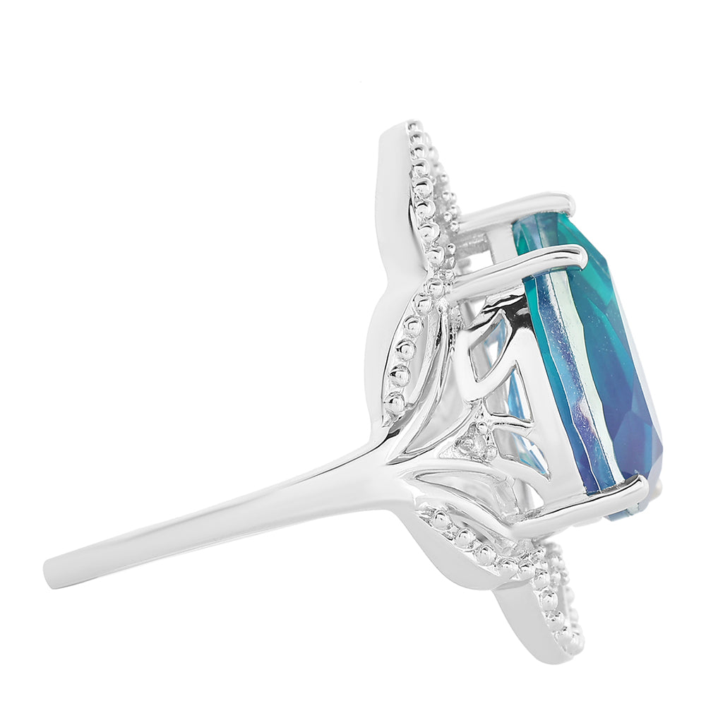 Pierścionek ze srebra próby 925 z kwarcem Peacock i białym topazem 2 