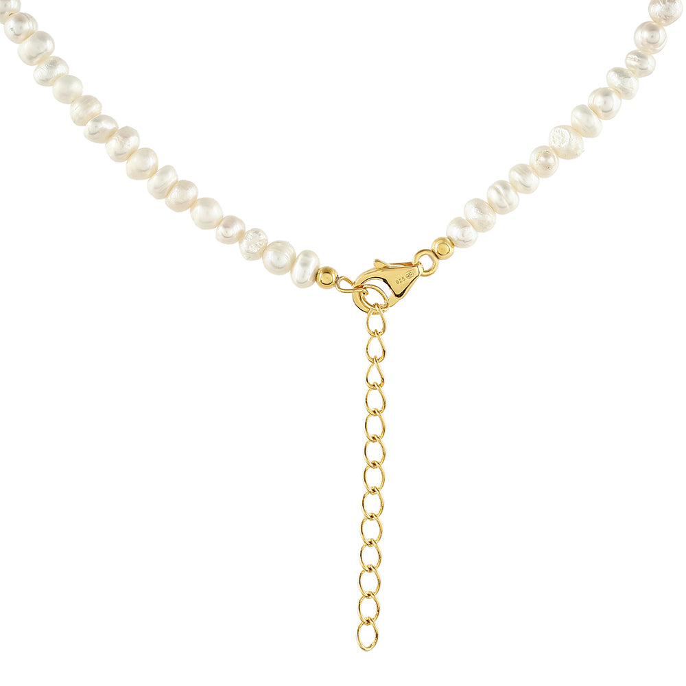 Naszyjnik srebrny pozłacany z perłami hodowlanymi słodkowodnymi