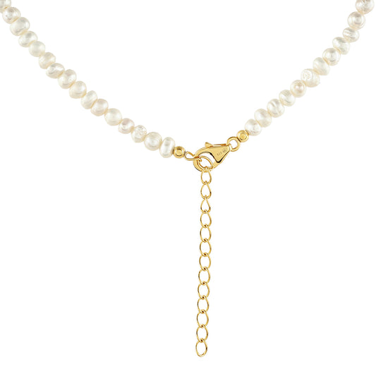 Naszyjnik srebrny pozłacany z perłami hodowlanymi słodkowodnymi