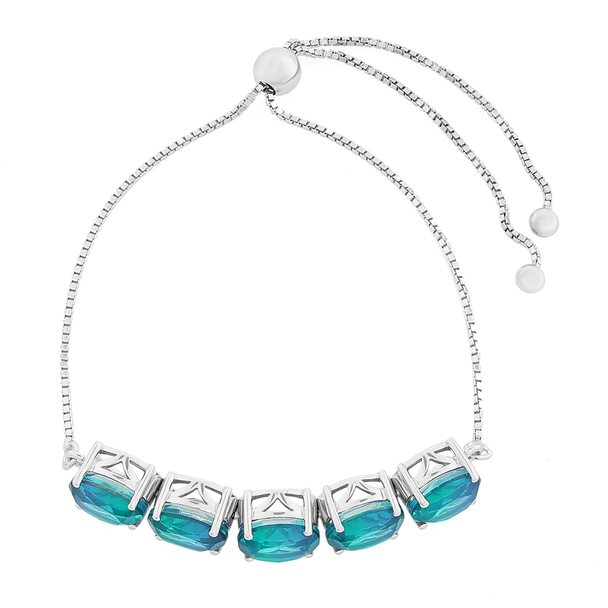 Bransoletka ze srebra próba 925 z kwarcem Peacock 3 