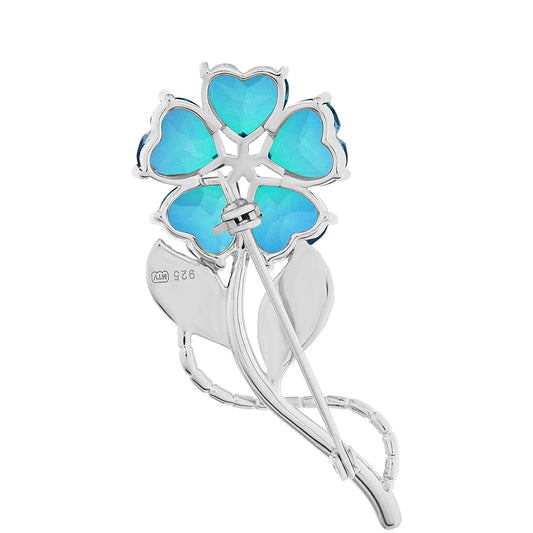 Broszka ze srebra próby 925 z kwarcem Peacock