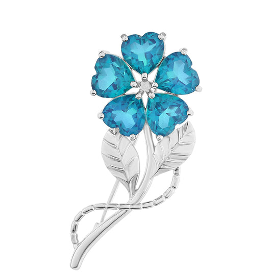 Broszka ze srebra próby 925 z kwarcem Peacock
