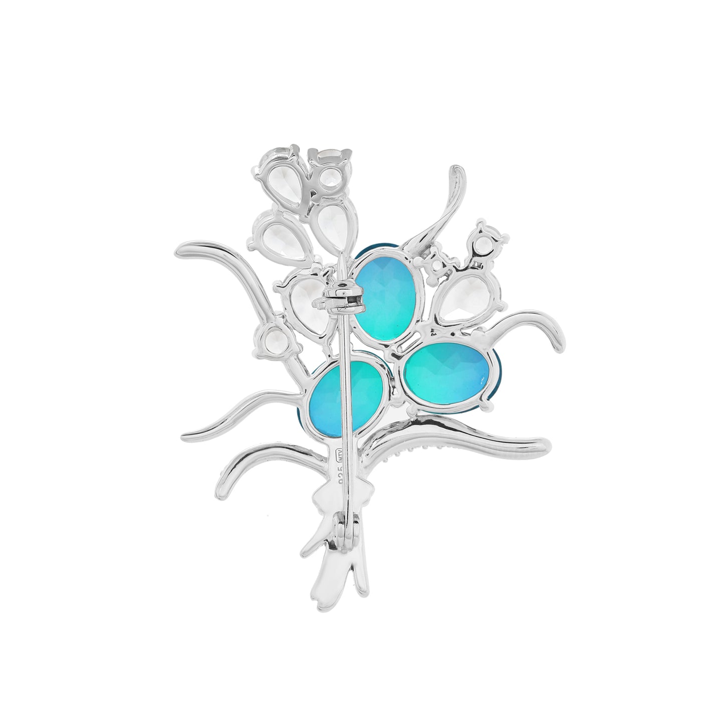Broszka ze srebra próby 925 z kwarcem Peacock i białym topazem