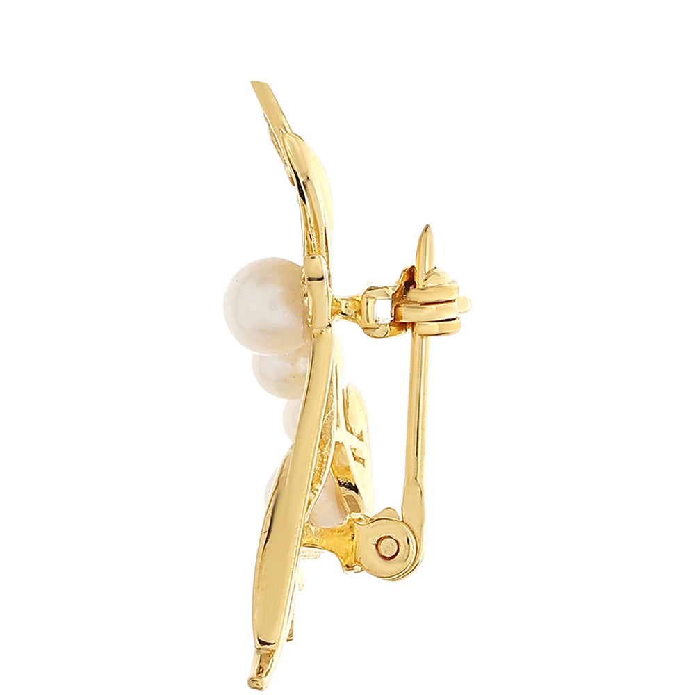 Broszka srebrny pozłacany z perłami hodowlanymi słodkowodnymi 2 
