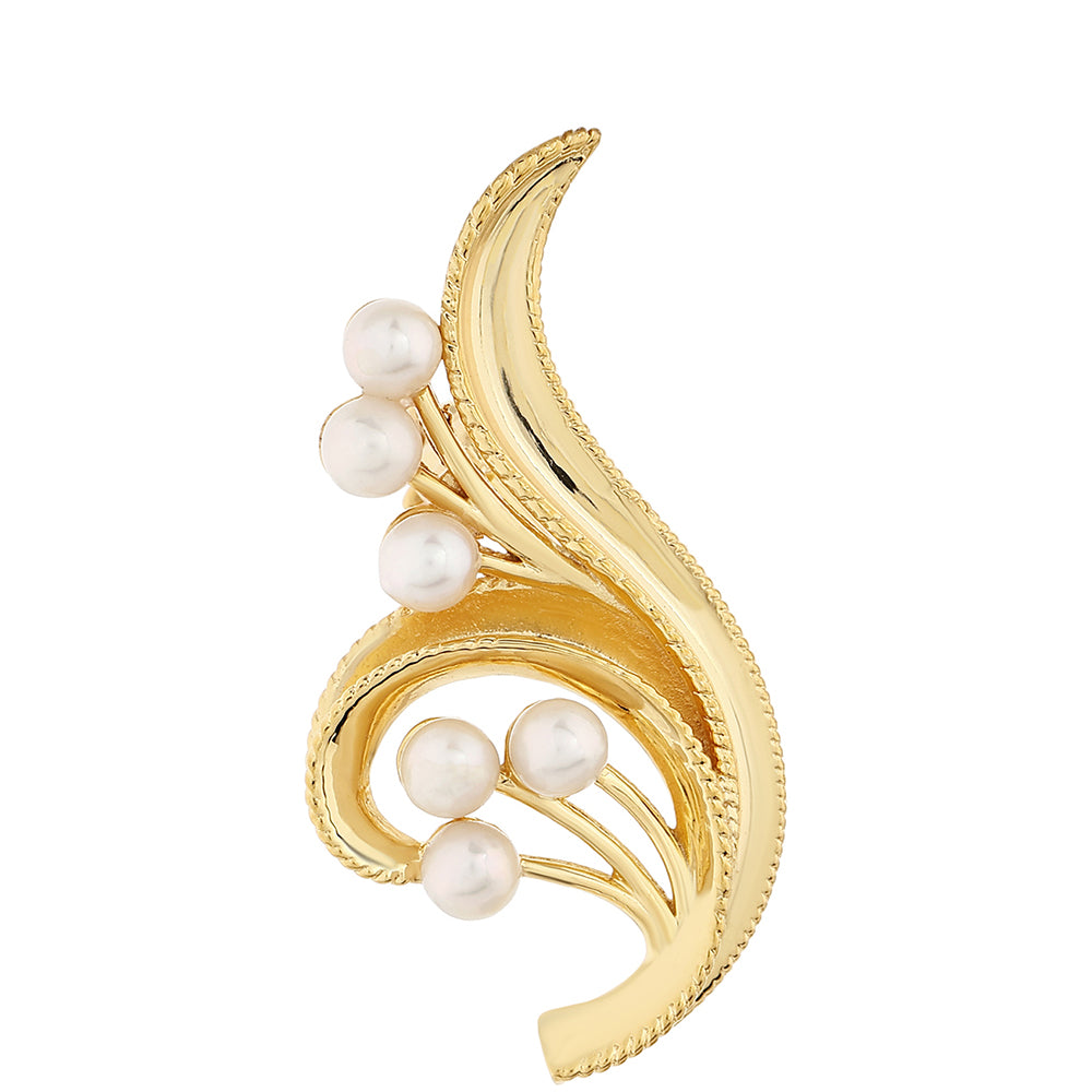 Broszka srebrny pozłacany z perłami hodowlanymi słodkowodnymi 1 