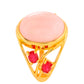 Pierścionek srebrny pozłacany z różowym opalem i różowym topazem