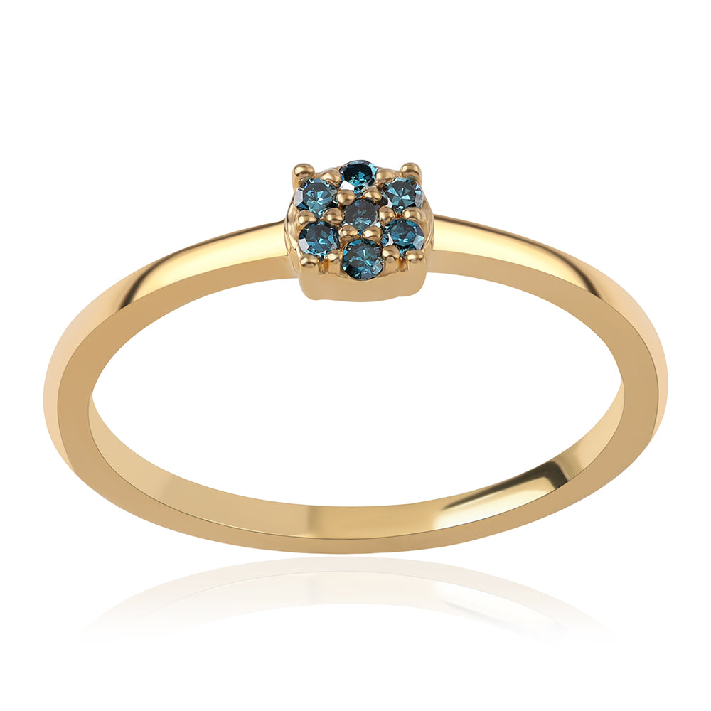 Pierścionek srebrny pozłacany z niebieskim diamentem 1 