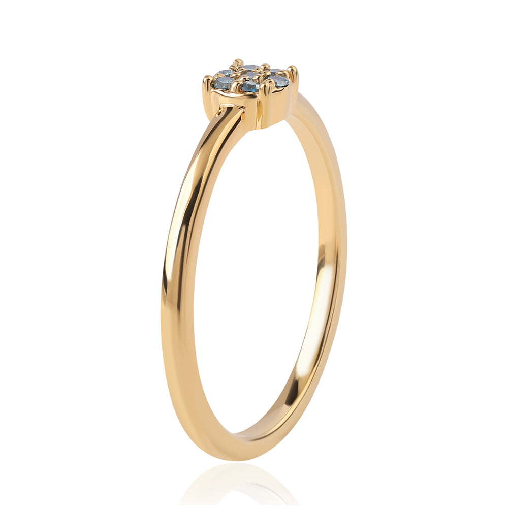 Pierścionek srebrny pozłacany z niebieskim diamentem 2 