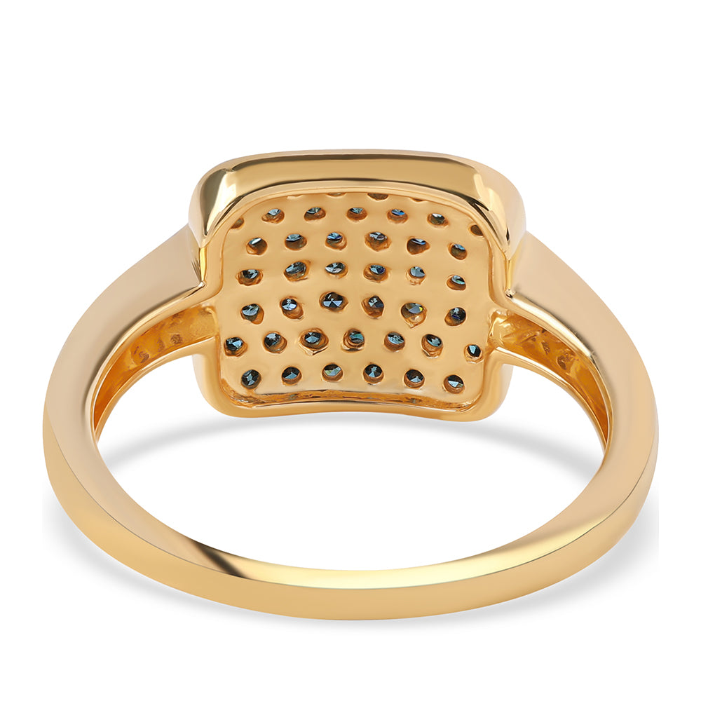 Pierścionek srebrny pozłacany z niebieskim diamentem i białym diamentem 3 