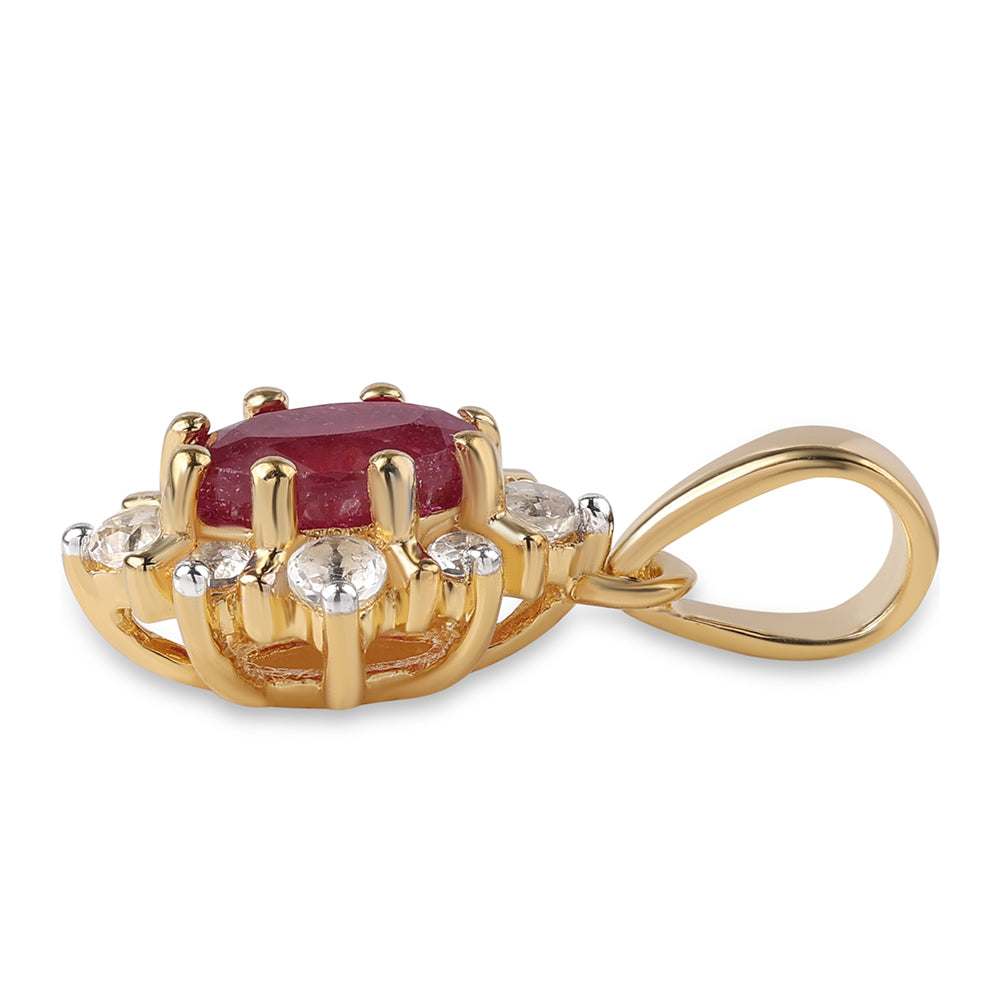 Zawieszka srebrna pozłacana z mozambickim rubinem i białym topazem 2 