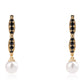 Kolczyki srebrne pozłacane z czarnym spinelem i białą perłą słodkowodną