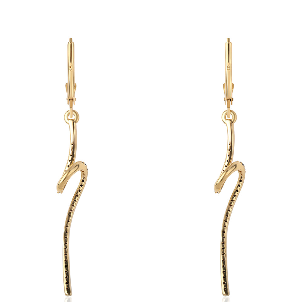 Kolczyki srebrne pozłacane z czarnym spinelem 3 