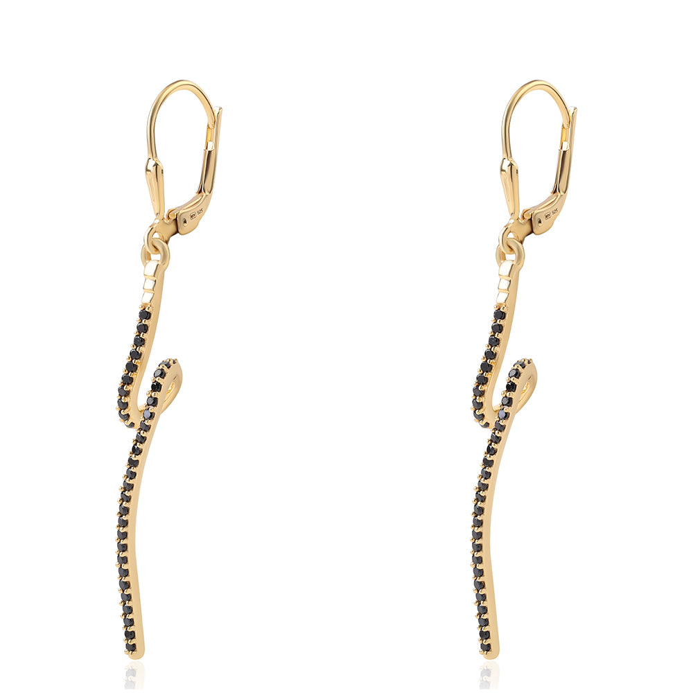 Kolczyki srebrne pozłacane z czarnym spinelem 5 