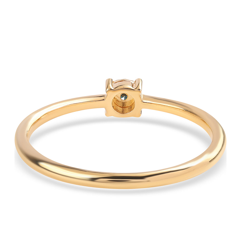 Pierścionek srebrny pozłacany z niebieskim diamentem 3 