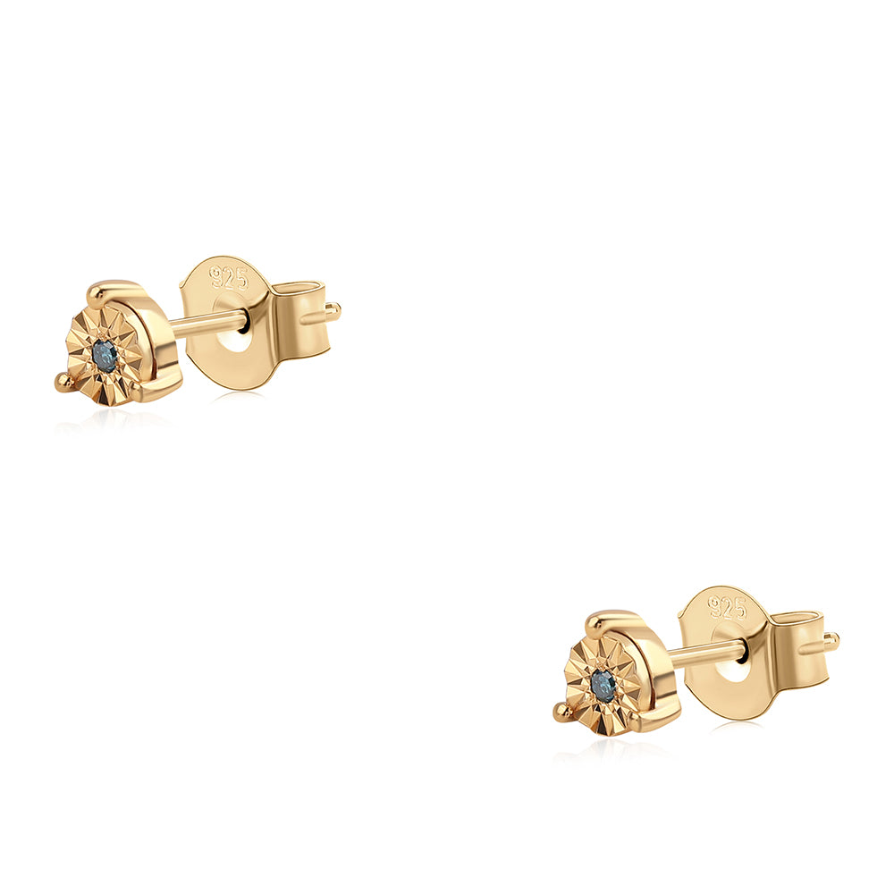 Kolczyki srebrne pozłacane z niebieskim diamentem 2 