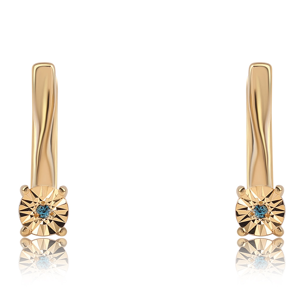 Kolczyki srebrne pozłacane z niebieskim diamentem 1 