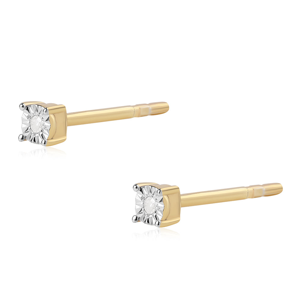 Kolczyki srebrne pozłacane z białym diamentem