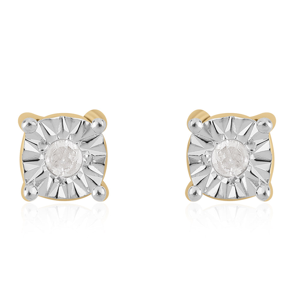 Kolczyki srebrne pozłacane z białym diamentem