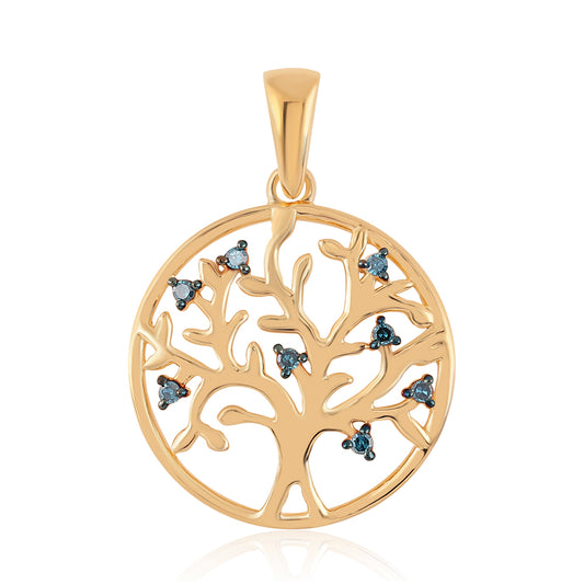 Zawieszka srebrna pozłacana z niebieskim diamentem