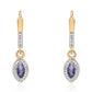 Kolczyki srebrne pozłacane z iolitem i białym topazem