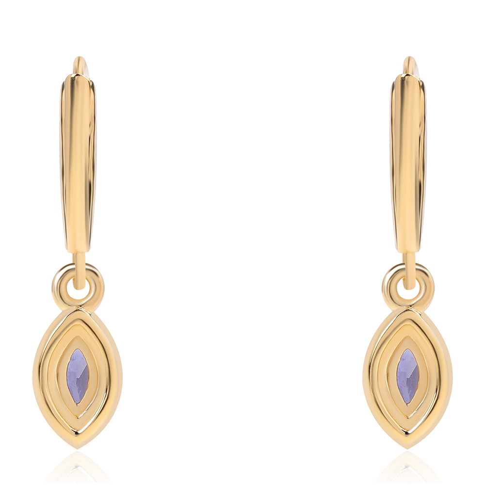 Kolczyki srebrne pozłacane z iolitem i białym topazem 2 