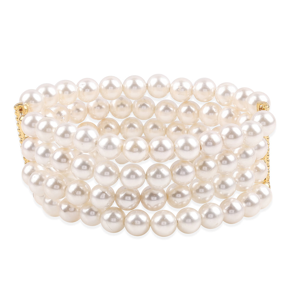 Bransoletka srebrna pozłacana z białą perłą słodkowodną 1 