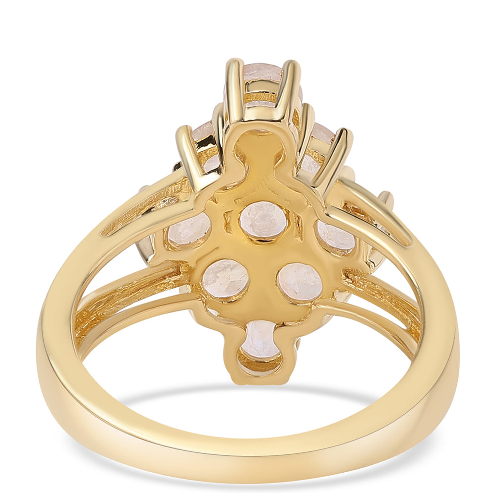 Pierścionek srebrny pozłacany z tęczowym kamieniem księżycowym klasy AA 2 