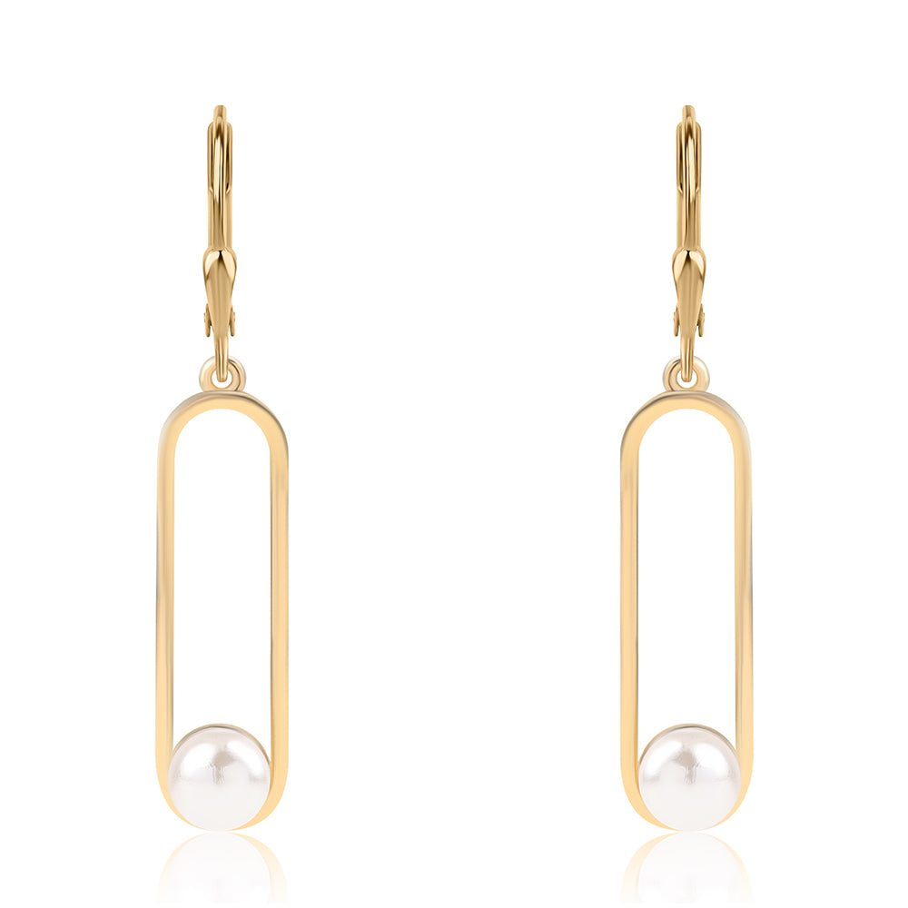 Kolczyki srebrne pozłacane z białą perłą słodkowodną