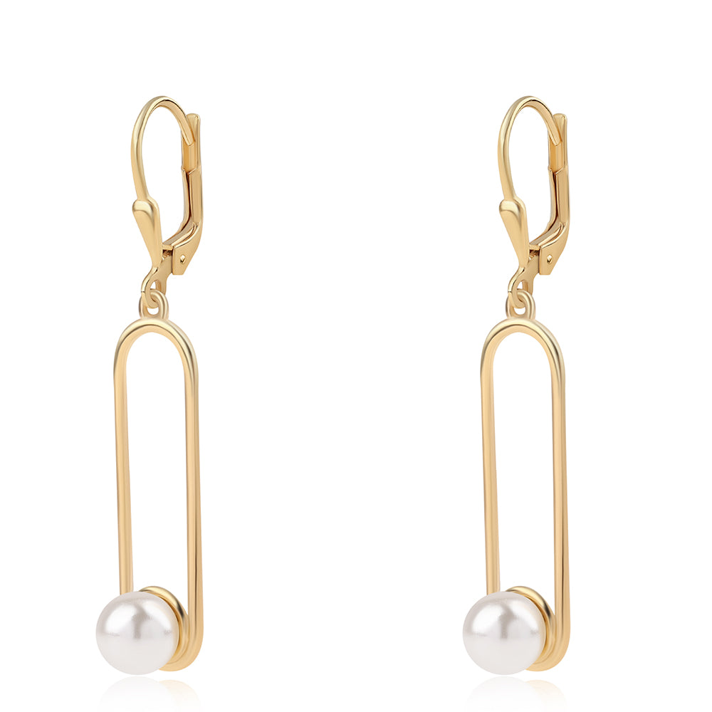 Kolczyki srebrne pozłacane z białą perłą słodkowodną